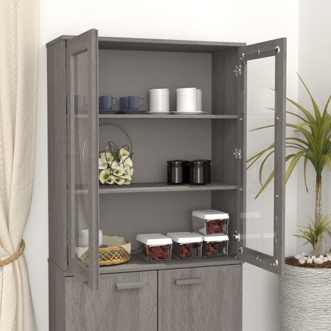 Opzetkast HAMAR 85x35x100 cm massief grenenhout lichtgrijs 6