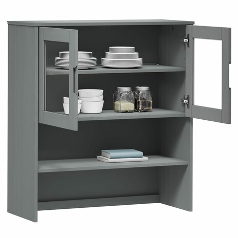 Opzetkast MOLDE 90x35x100 cm massief grenenhout grijs 3