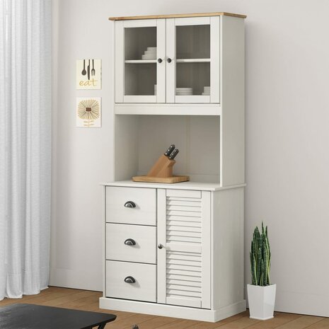 Opzetkast VIGO 78x30x100 cm massief grenenhout wit 1