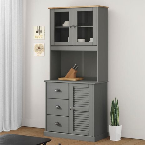 Opzetkast VIGO 78x30x100 cm massief grenenhout grijs 1