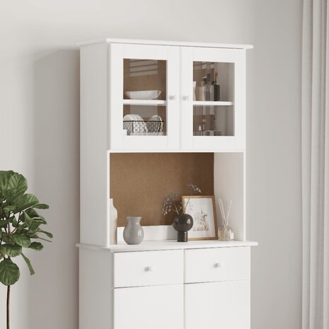 Opzetkast ALTA 77x30x92 cm massief grenenhout wit 1