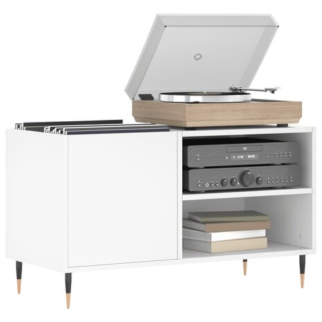 Platenkast 85x38x48 cm bewerkt hout wit 3