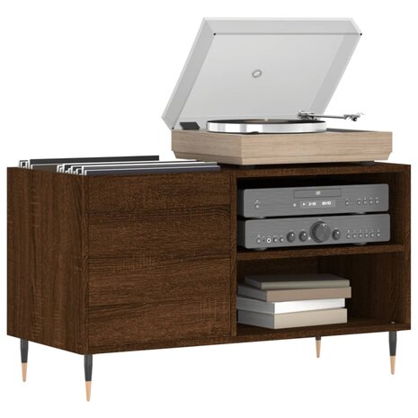 Platenkast 85x38x48 cm bewerkt hout bruin eikenkleur 3