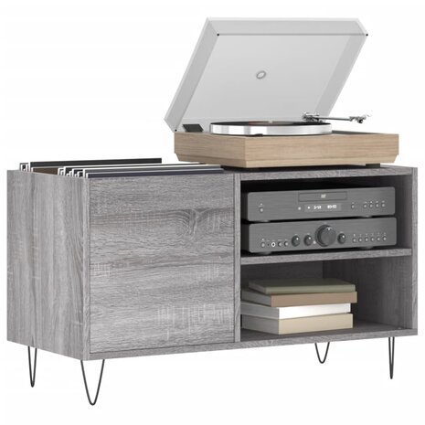 Platenkast 85x38x48 cm bewerkt hout grijs sonoma eikenkleurig 3