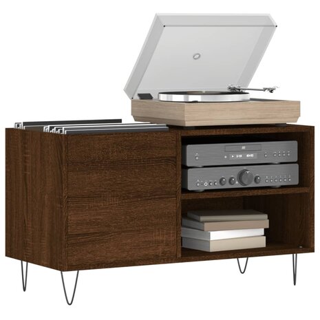 Platenkast 85x38x48 cm bewerkt hout bruin eikenkleur 3