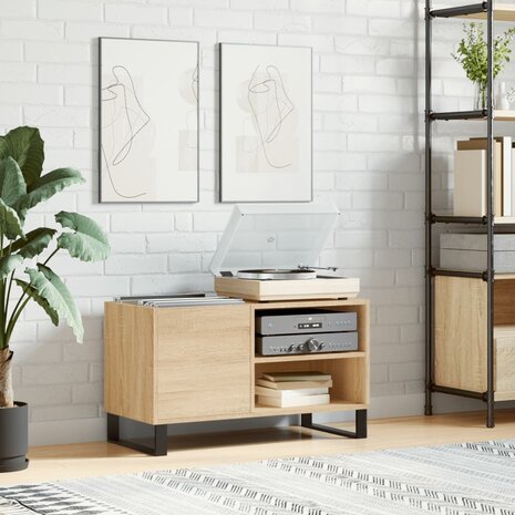 Platenkast 85x38x48 cm bewerkt hout sonoma eikenkleurig 1