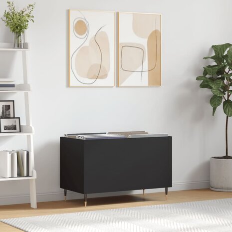 Platenkast 74,5x38x48 cm bewerkt hout zwart 1