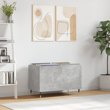 Platenkast 74,5x38x48 cm bewerkt hout betongrijs 1