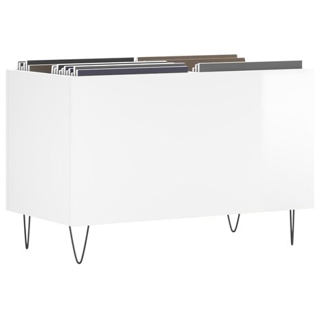 Platenkast 74,5x38x48 cm bewerkt hout hoogglans wit 3