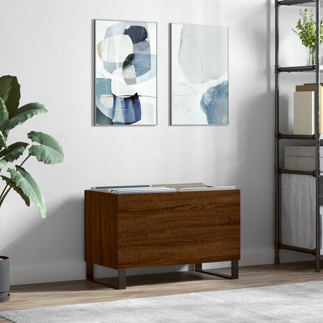 Platenkast 74,5x38x48 cm bewerkt hout bruin eikenkleur 1