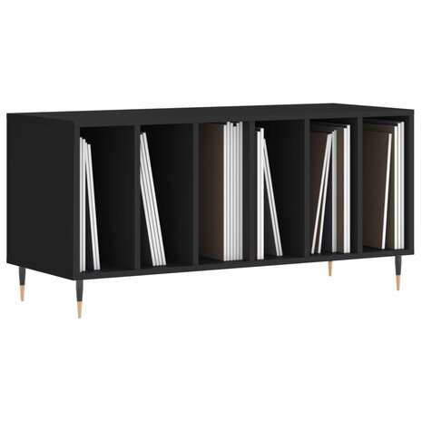 Platenkast 100x38x48 cm bewerkt hout zwart 3