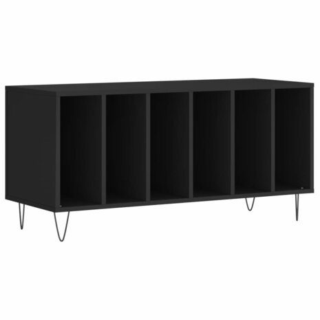 Platenkast 100x38x48 cm bewerkt hout zwart 2