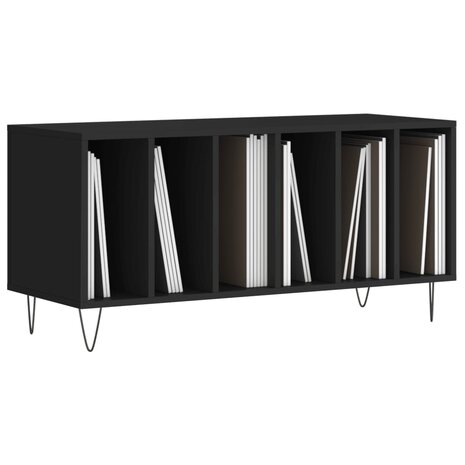 Platenkast 100x38x48 cm bewerkt hout zwart 3