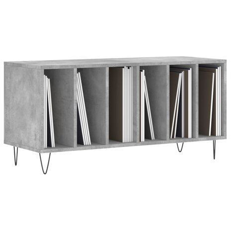 Platenkast 100x38x48 cm bewerkt hout betongrijs 3