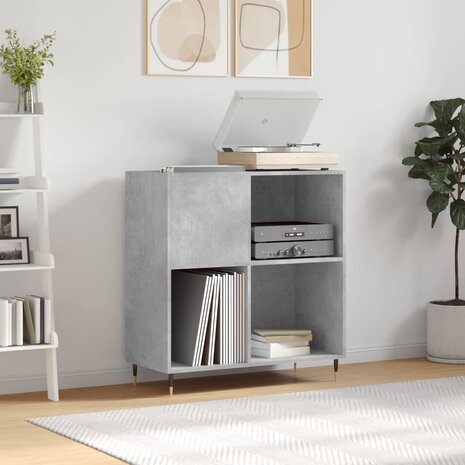 Platenkast 84,5x38x89 cm bewerkt hout betongrijs 1