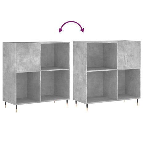 Platenkast 84,5x38x89 cm bewerkt hout betongrijs 7