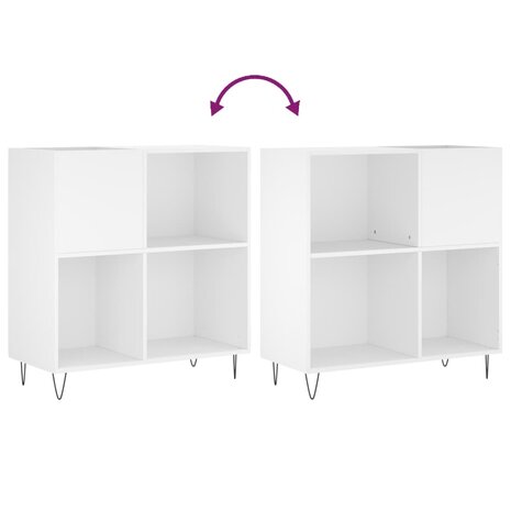 Platenkast 84,5x38x89 cm bewerkt hout wit 7