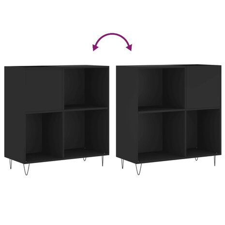 Platenkast 84,5x38x89 cm bewerkt hout zwart 7