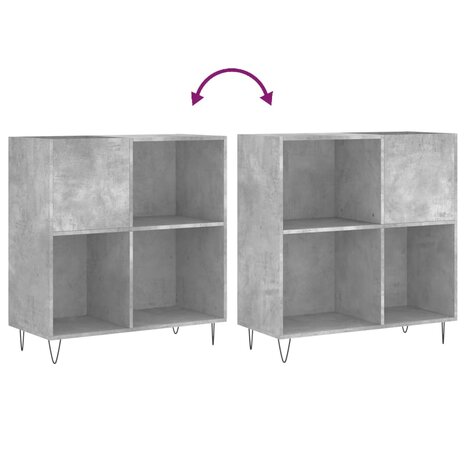 Platenkast 84,5x38x89 cm bewerkt hout betongrijs 7