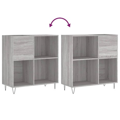 Platenkast 84,5x38x89 cm bewerkt hout grijs sonoma eikenkleurig 7
