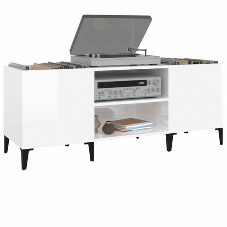 Platenkast 121x38x48 cm bewerkt hout wit 4