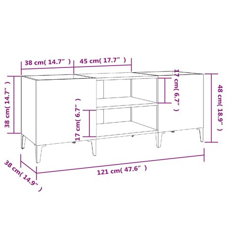 Platenkast 121x38x48 cm bewerkt hout wit 8