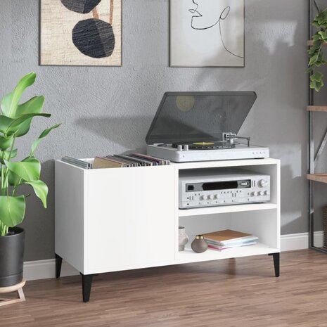 Platenkast 84,5x38x48 cm bewerkt hout wit 1