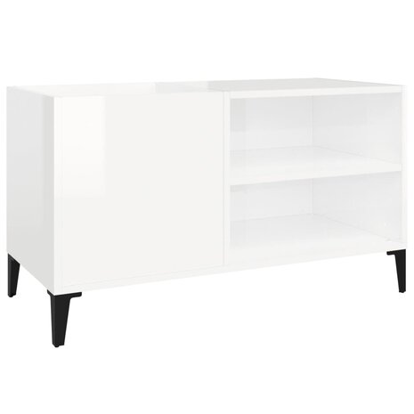Platenkast 84,5x38x48 cm bewerkt hout hoogglans wit 2
