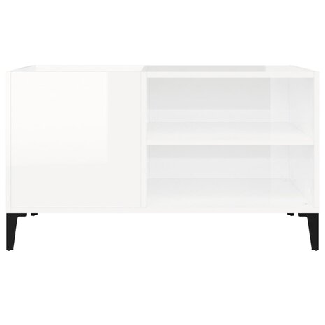 Platenkast 84,5x38x48 cm bewerkt hout hoogglans wit 5