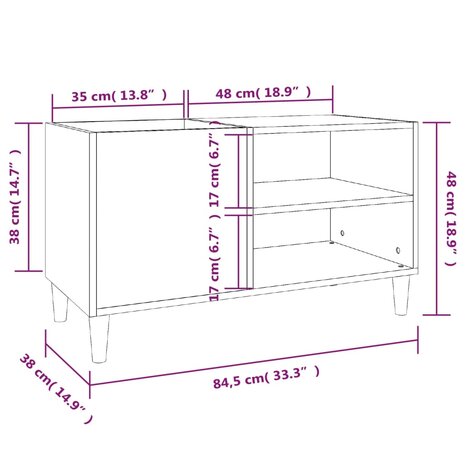 Platenkast 84,5x38x48 cm bewerkt hout sonoma eikenkleurig 8