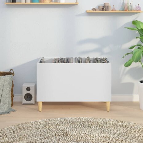 Platenkast 74,5x38x48 cm bewerkt hout wit 3