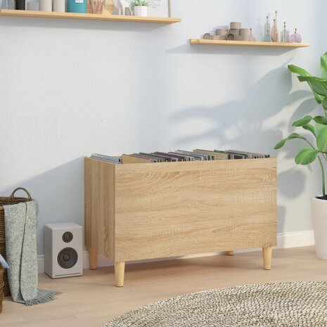 Platenkast 74,5x38x48 cm bewerkt hout sonoma eikenkleurig 1