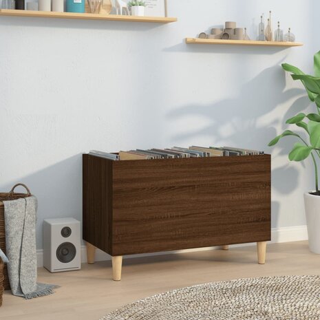 Platenkast 74,5x38x48 cm bewerkt hout bruin eikenkleur 1