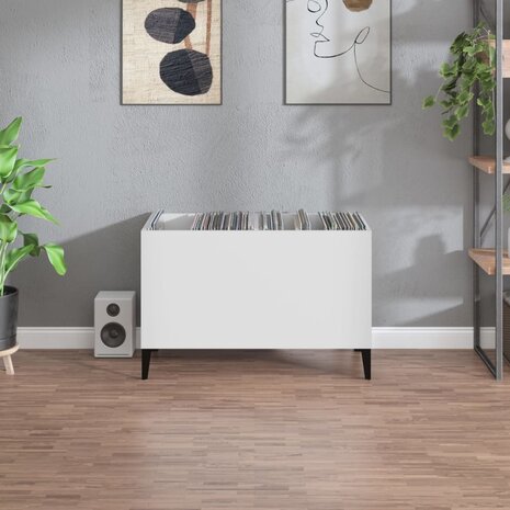 Platenkast 74,5x38x48 cm bewerkt hout wit 3