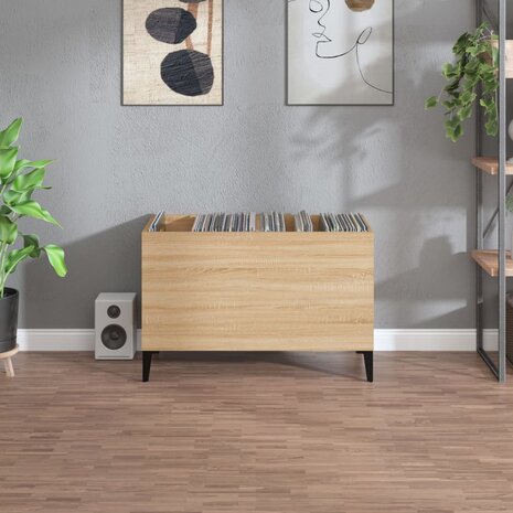 Platenkast 74,5x38x48 cm bewerkt hout sonoma eikenkleurig 3