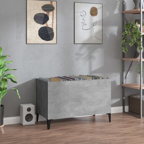 Platenkast 74,5x38x48 cm bewerkt hout betongrijs 1
