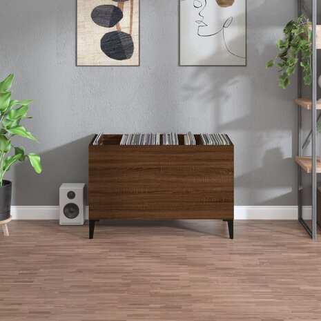 Platenkast 74,5x38x48 cm bewerkt hout bruin eikenkleur 3