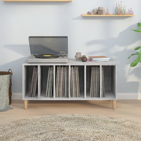 Platenkast 100x38x48 cm bewerkt hout betongrijs 3