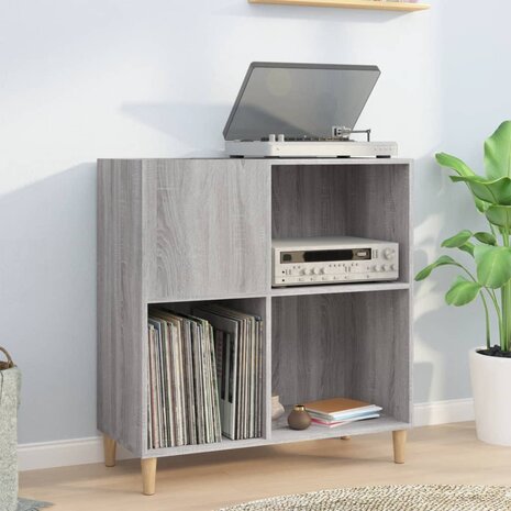 Platenkast 84,5x38x89 cm bewerkt hout grijs sonoma eikenkleurig 1
