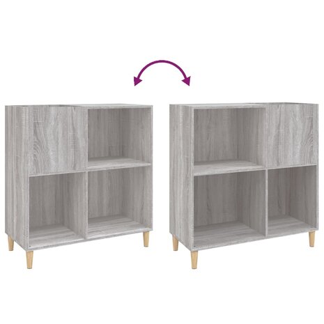 Platenkast 84,5x38x89 cm bewerkt hout grijs sonoma eikenkleurig 7