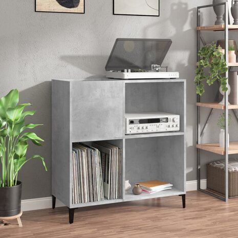 Platenkast 84,5x38x89 cm bewerkt hout betongrijs 1