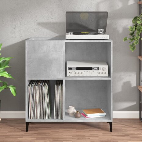 Platenkast 84,5x38x89 cm bewerkt hout betongrijs 3