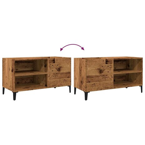 Platenkast 84,5x38x48 cm bewerkt hout oud houtkleurig 7
