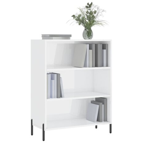 Schappenkast 69,5x32,5x90 cm bewerkt hout hoogglans wit 3