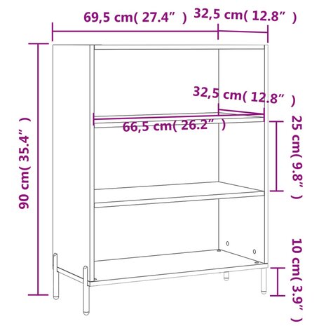 Schappenkast 69,5x32,5x90 cm bewerkt hout sonoma eikenkleurig 9