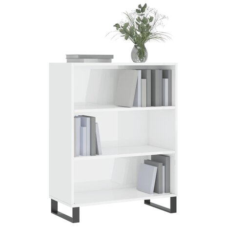 Schappenkast 69,5x32,5x90 cm bewerkt hout hoogglans wit 3