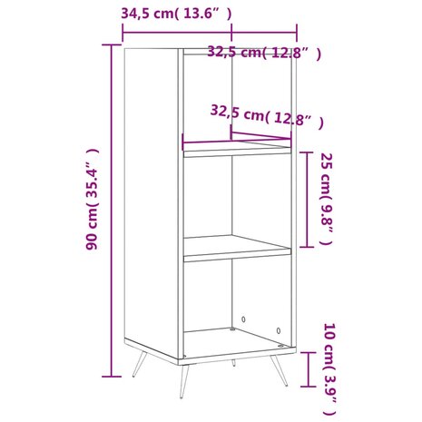 Schappenkast 34,5x32,5x90 cm bewerkt hout gerookt eikenkleurig 9