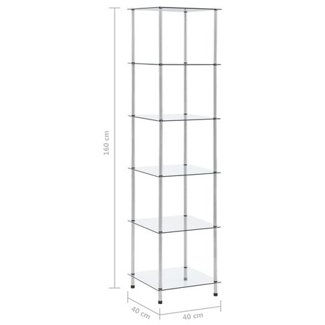 Kastje 6-laags 40x40x160 cm gehard glas transparant 6