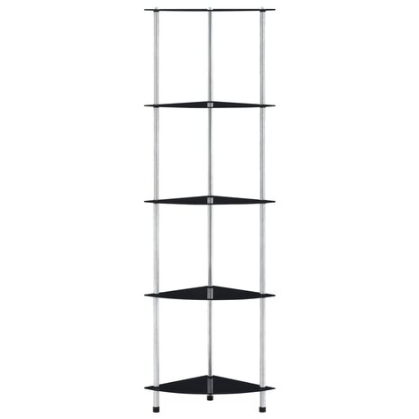 Kastje 5-laags 30x30x130 cm gehard glas zwart 2