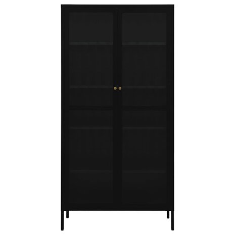 Vitrinekast 90x40x180 cm staal en gehard glas zwart 3